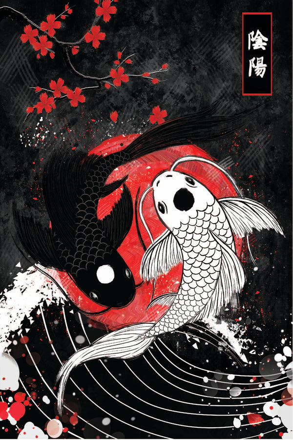 Black Koi Circle - Embossed