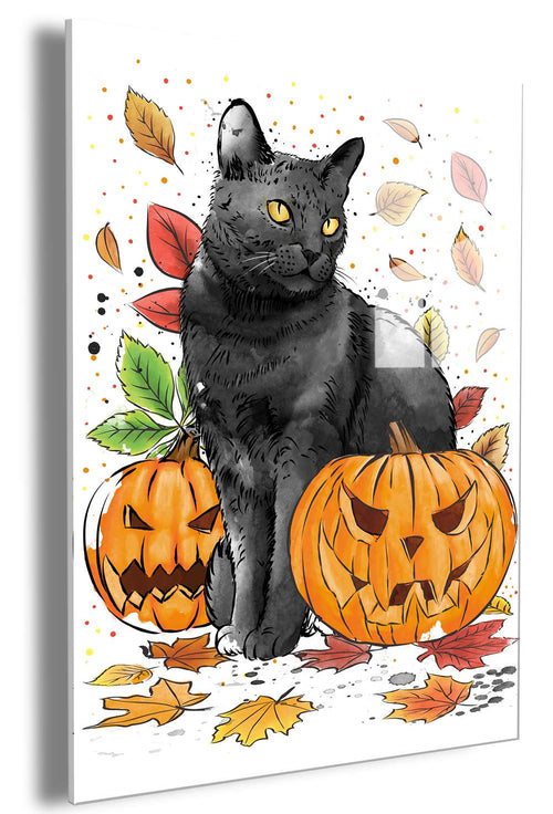Cat and Pumpkins